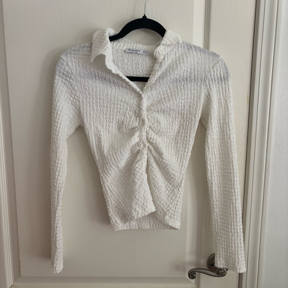 Stradivarius Textured Button Down Shirt